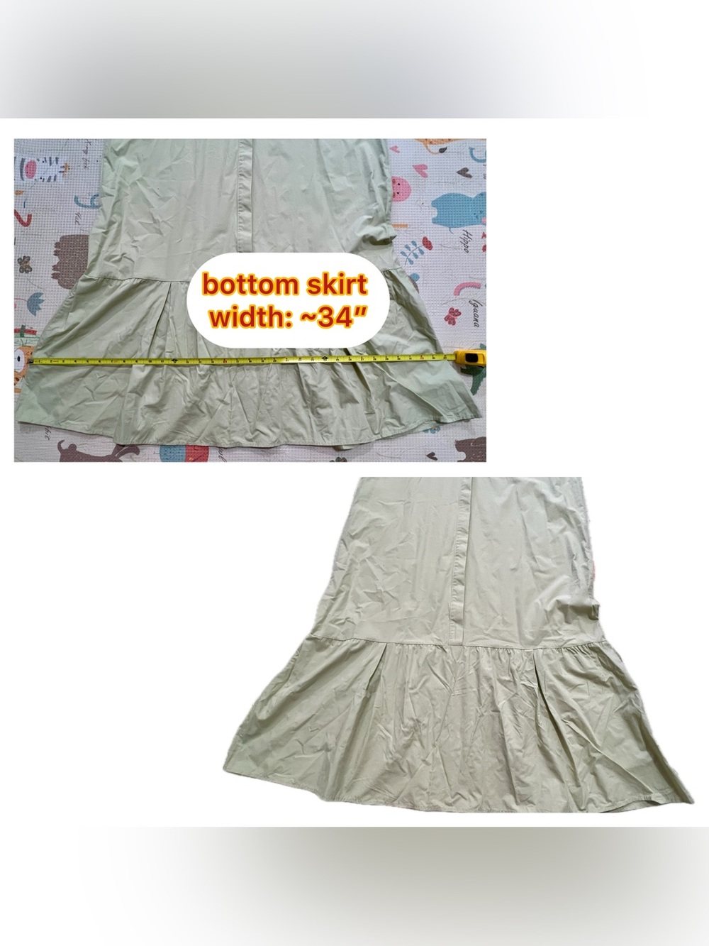 Mango MNG Oversized Short Sleeve Green Ruffle Hem Shirt Dress US Women’s 10 EUC - Picture 9 of 13